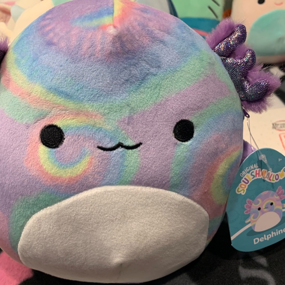 Delphine tie dye rainbow Axolotyl Squishmallow- 7 inch